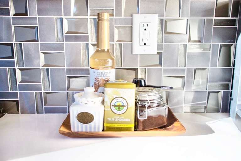 Complimentary coffee and condiments