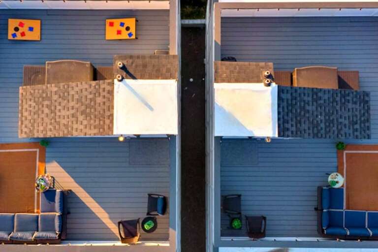 The combined area of the two rooftops is over 700 sq ft!