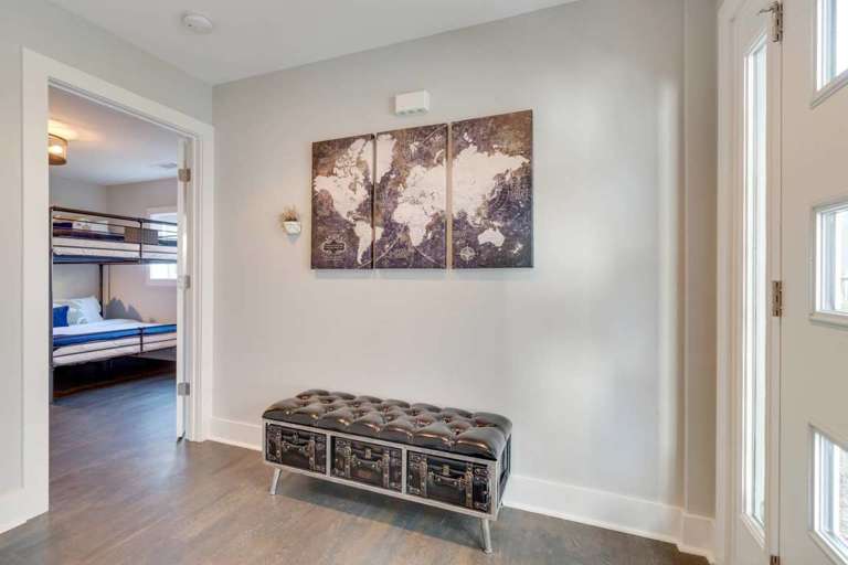 Entry foyer with interactive guest map on the wall for you to pin where you're traveling from - We'd love to know!