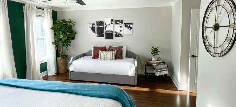 The Master Bedroom also has a "day bed" and trundle. The day bed consists of two twin beds.