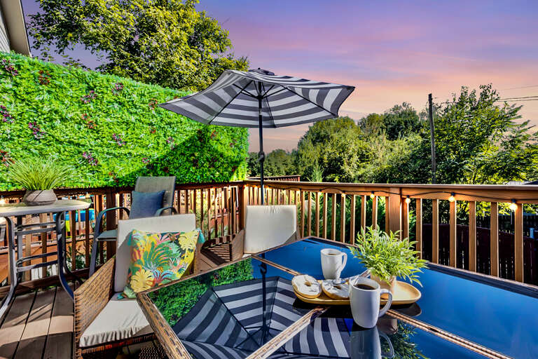 - Sip coffee or cocktails under a striped umbrella as the sky turns to watercolor - Lounge in comfort on tropical cushions surrounded by greenery and charm - Perfect for sunlit breakfasts, golden hours, and starlit conversations
