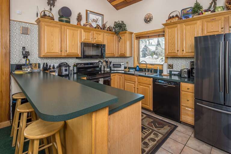 A large kitchen island with bar seating for 3!