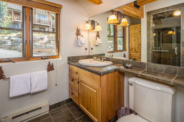 The loft has a private bathroom with a gorgeous walk-in shower | Upper Level The loft has a private bathroom with a gorgeous walk-in shower | Upper Level