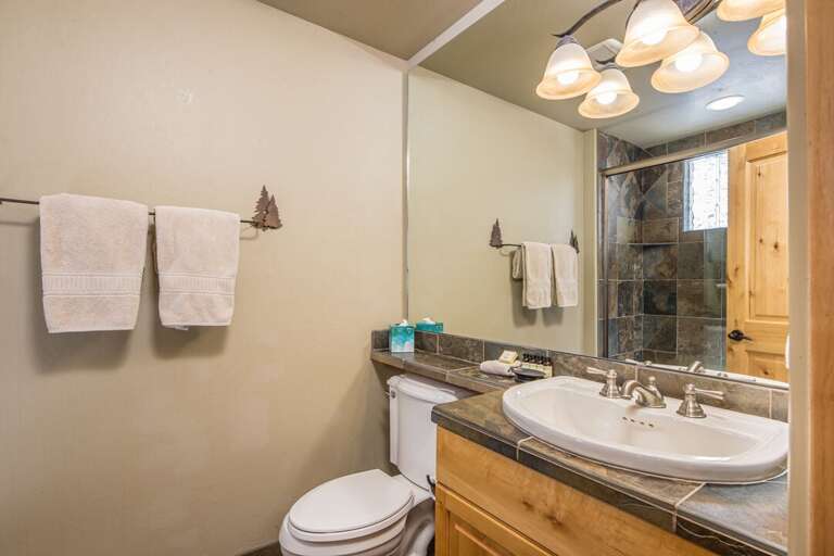 Enjoy either a shower or a bath in this ensuite bathroom | Lower Level