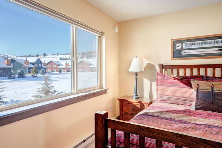 Beautiful winter wonderland views | Queen-sized bed | Upper Level