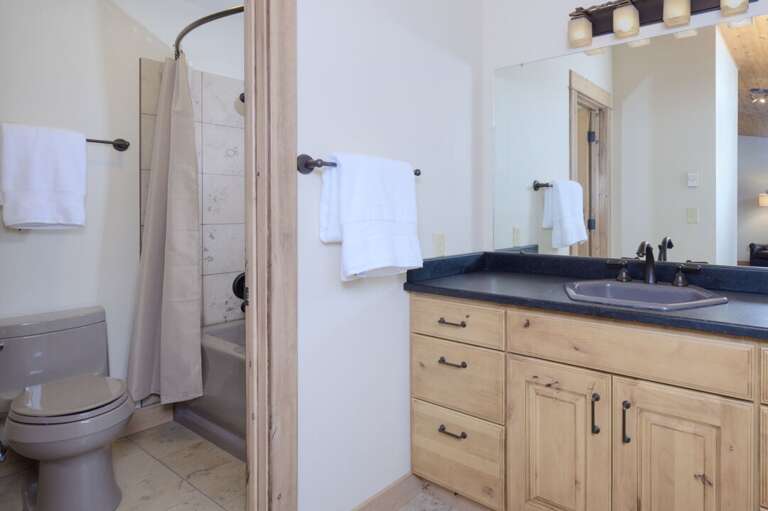 Enjoy the separate bath and vanity spaces | Main Level