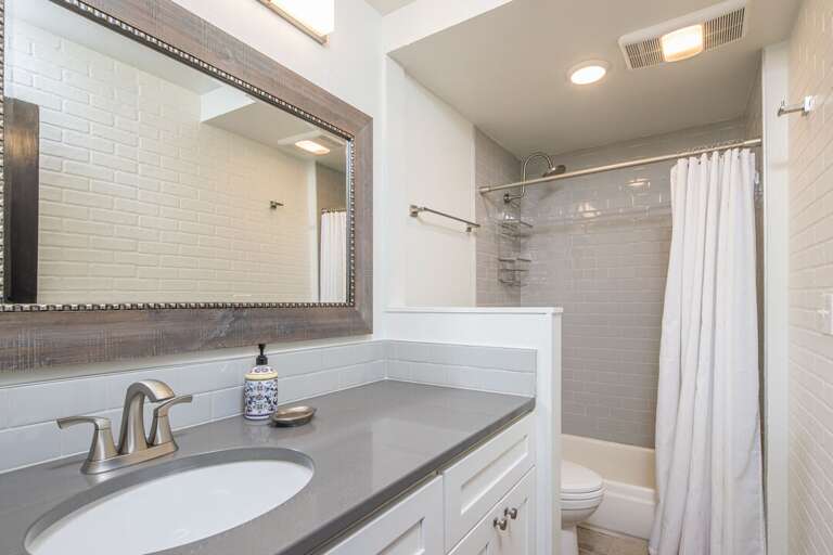 The main floor offers a full-size bathroom!