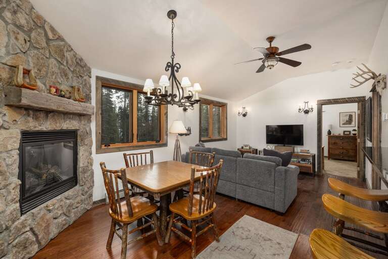 Enjoy a cozy dinner by the fire | Main Level