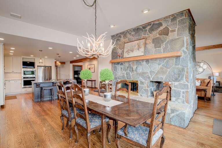 Stay cozy in the dining room by the fire | Main Level Stay cozy in the dining room by the fire | Main Level