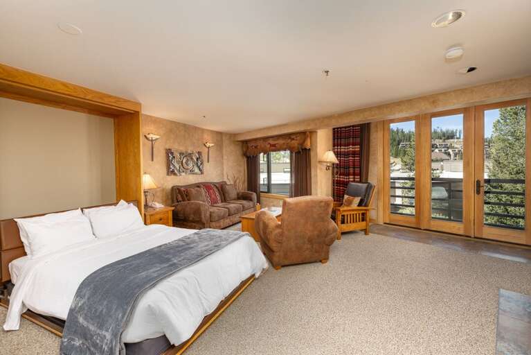 Queen Murphy bed drops down for convenience | Main Level