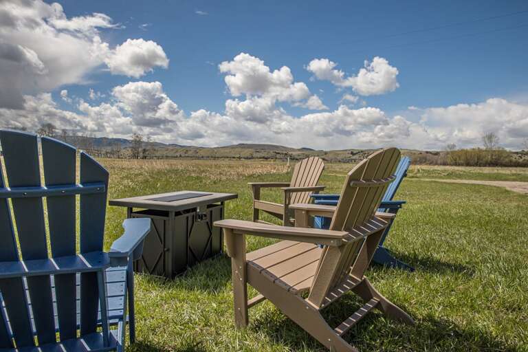 Adirondack chairs, Fire pit, and Montana Big Sky! | Exterior Adirondack chairs, Fire pit, and Montana Big Sky! | Exterior
