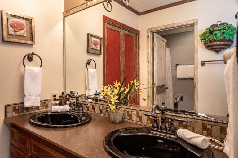 Enjoy the double vanity in the bathroom.