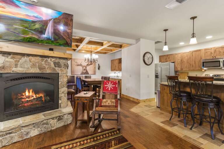 Have a cozy night by the fireplace. Have a cozy night by the fireplace.