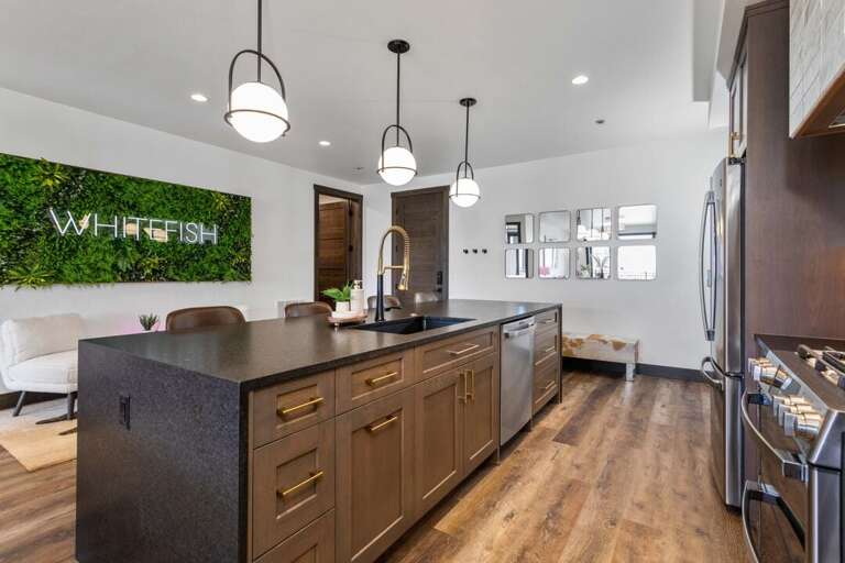 With gold and black finishes, this kitchen is top notch