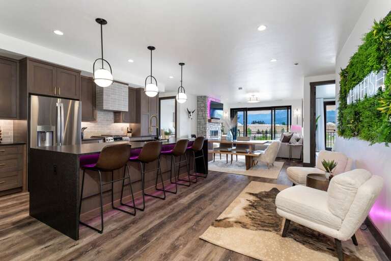 Open concept space with fun cosmic lighting