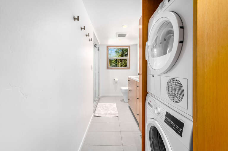 Laundry located in the bathroom | Main Level