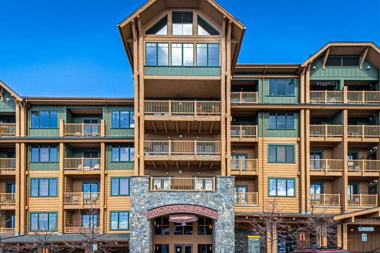 Housing 50 condos, the Morning Eagle building is an iconic part of the Whitefish Mountain Resort Village | Exterior