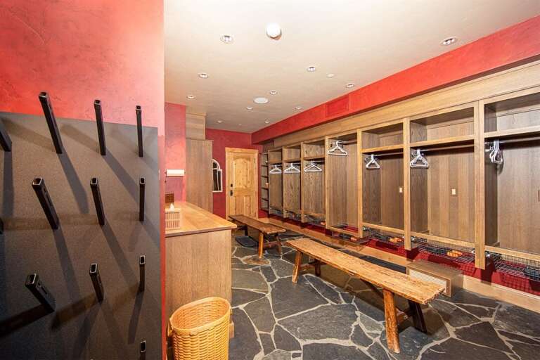 The Ski Locker Room, complete with boot & glove warmers, provides everything you need to store your ski gear | Lower Level