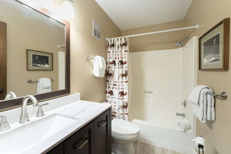 Full Bathroom with shower/tub combo. | Lower Level