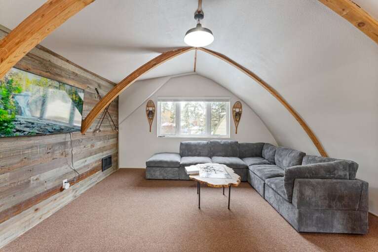 Game Room with TV, Sectional, Shuffle Board & Foosball | Upper Level