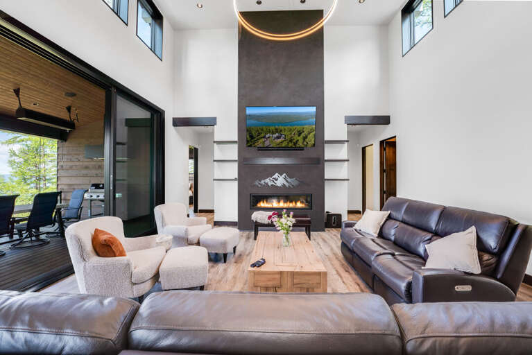Living Room with a Gas Fireplace and Smart TV | Main Level Living Room with a Gas Fireplace and Smart TV | Main Level