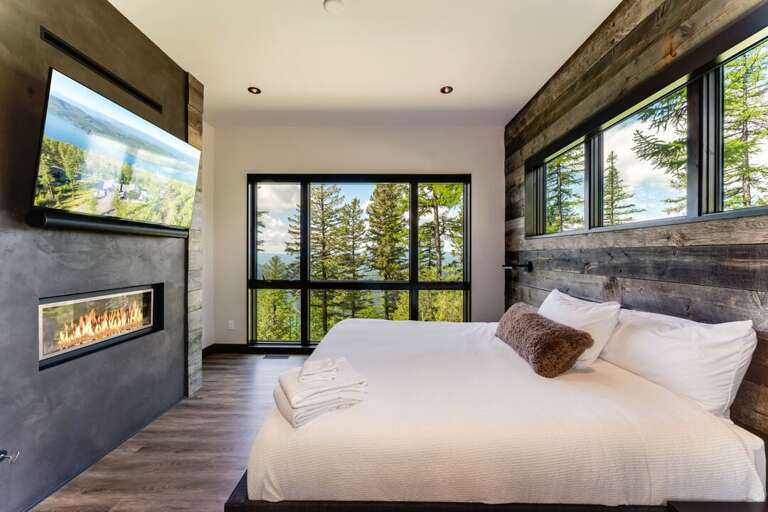 Master Bedroom with a King Bed, Gas Fireplace and Smart TV | Main Level Master Bedroom with a King Bed, Gas Fireplace and Smart TV | Main Level