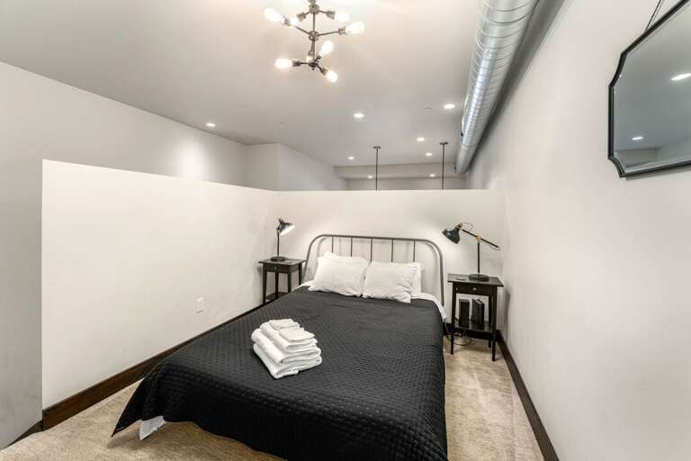 Loft bedroom with full size bed | Loft