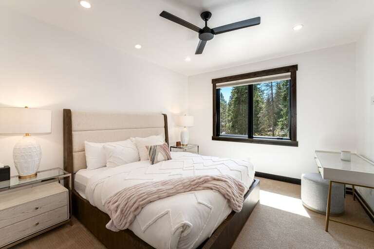 Bedroom Three (Middle Level)- King Bed, Desk Area and En Suite Bathroom | Middle Level