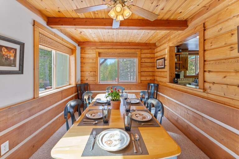 Formal dining area with seating for 8