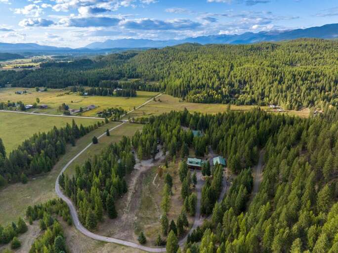 Aerial View of the Road into the North Star Ranch Chalet | Exterior Aerial View of the Road into the North Star Ranch Chalet | Exterior
