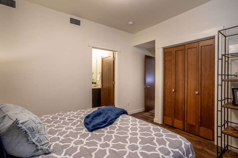 The master suite is a private oasis | Lower Level