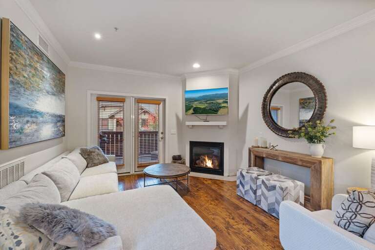 Living Room with Fireplace and Media Center | Main Level