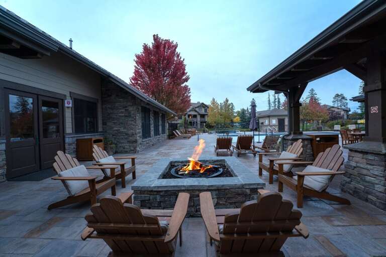 Communal fire pit by the pool.