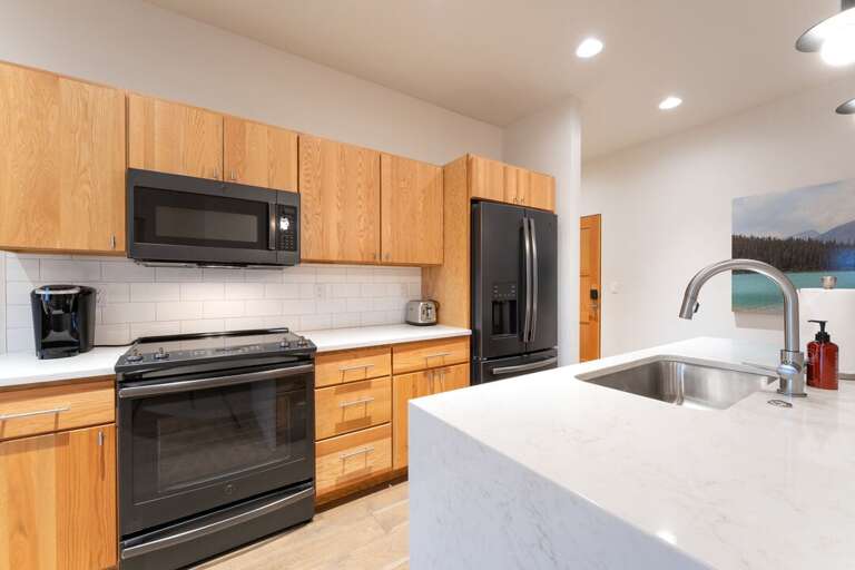 Black kitchen appliances.