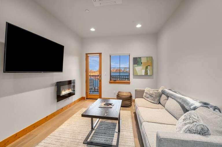 End your day by watching a movie and enjoying the nice electric fireplace.