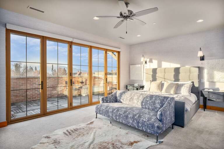 Primary bedroom in the Summit Loft.