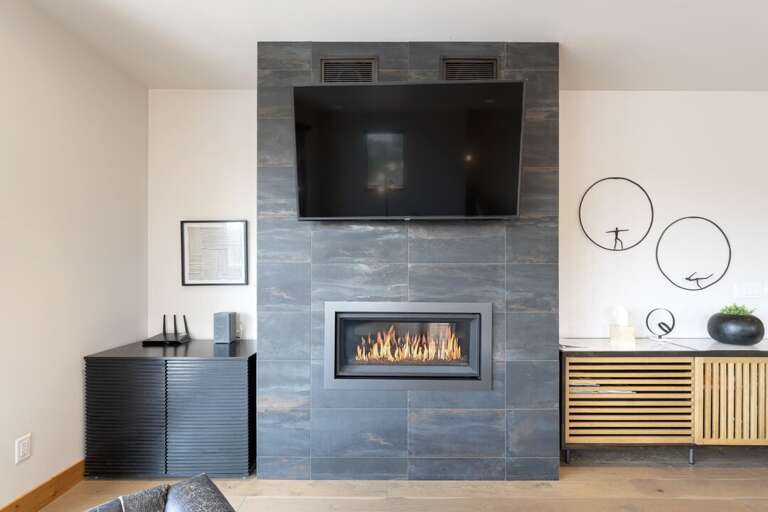 Gas fireplace in the living room.