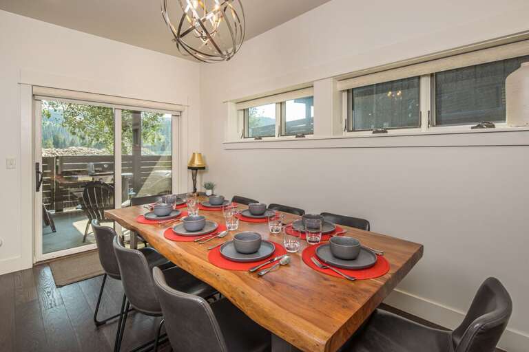 Wooden dining table with seating for 8 | Main Level