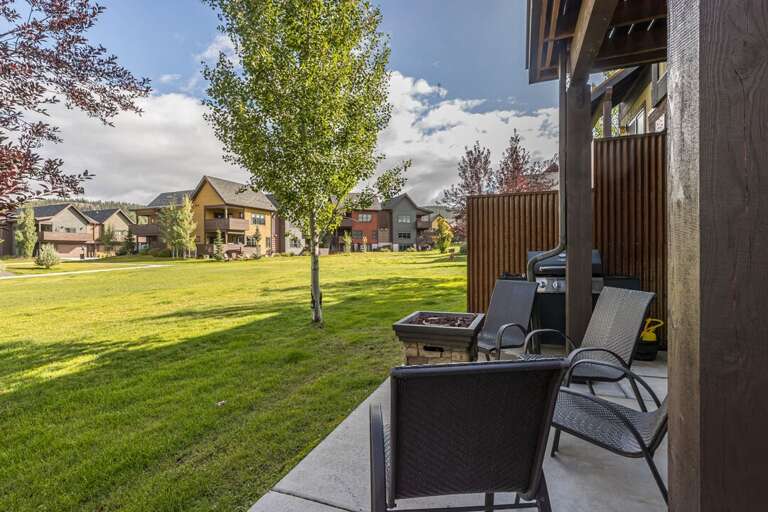 Back patio with propane fire pit | Exterior
