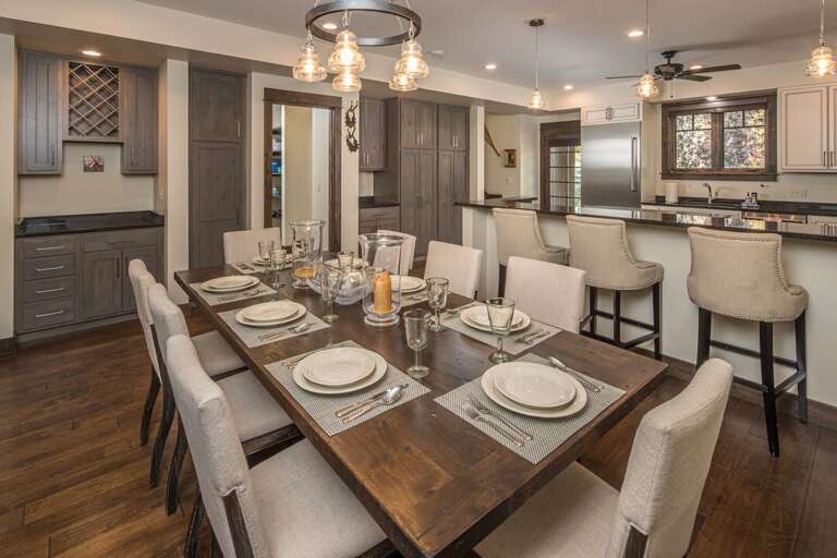 Seating for 8 at this beautiful wooden dining table | Main Level