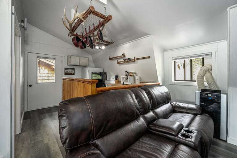 Plush leather couch snuggle up with a glass of wine, or a cup of coffee | Upper Level Plush leather couch snuggle up with a glass of wine, or a cup of coffee | Upper Level