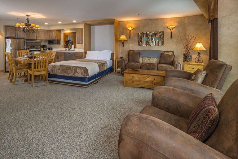 The great room easily transitions into a relaxing bedroom with a Murphy bed | Main Level