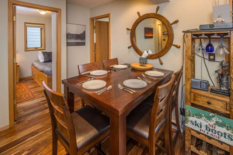 Enjoy a meal with seating for 5 at the dining table.