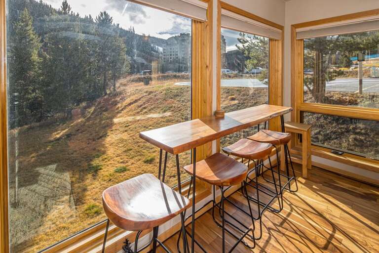 Window seating to enjoy a cup of coffee on a cold winter day!