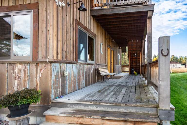 The front porch with seating.
