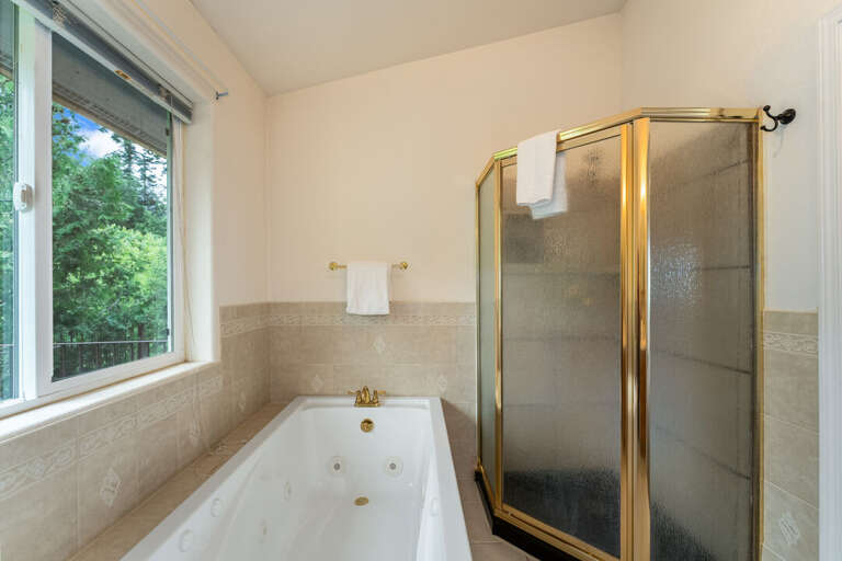 Tub and stand up shower. | Main Level