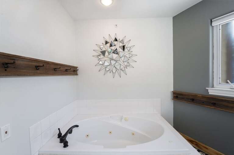 Large soaking tub.
