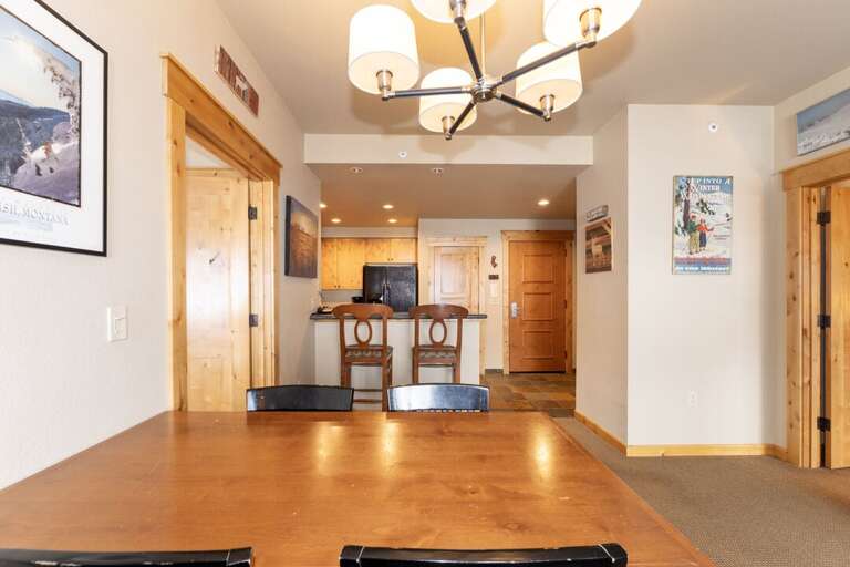 Dining table to kitchen.