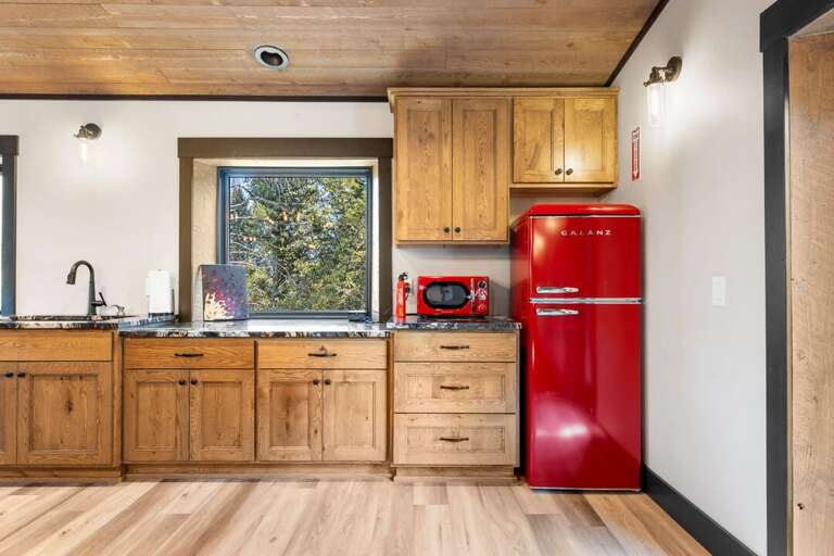 Kitchenette provides fridge, sink, and microwave | Loft