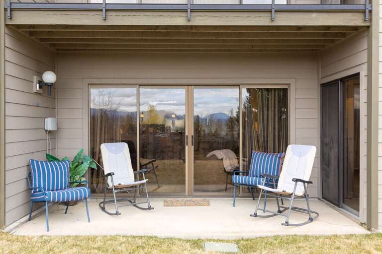 Ground Level patio with seating to take in the views.